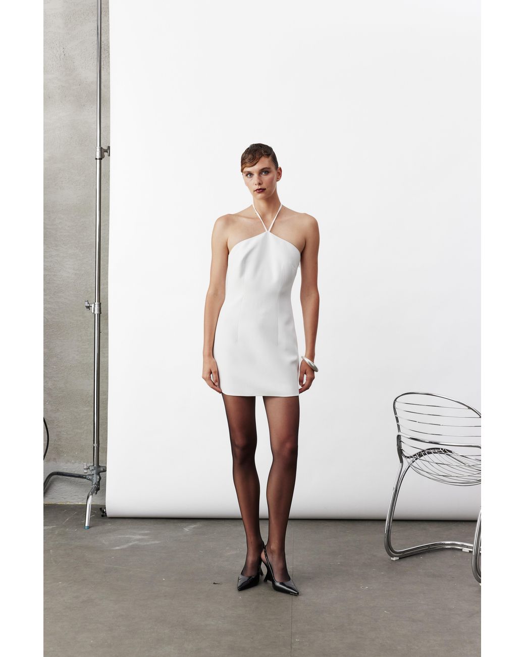 NAZLI CEREN White Violette Mini Crepe Dress
