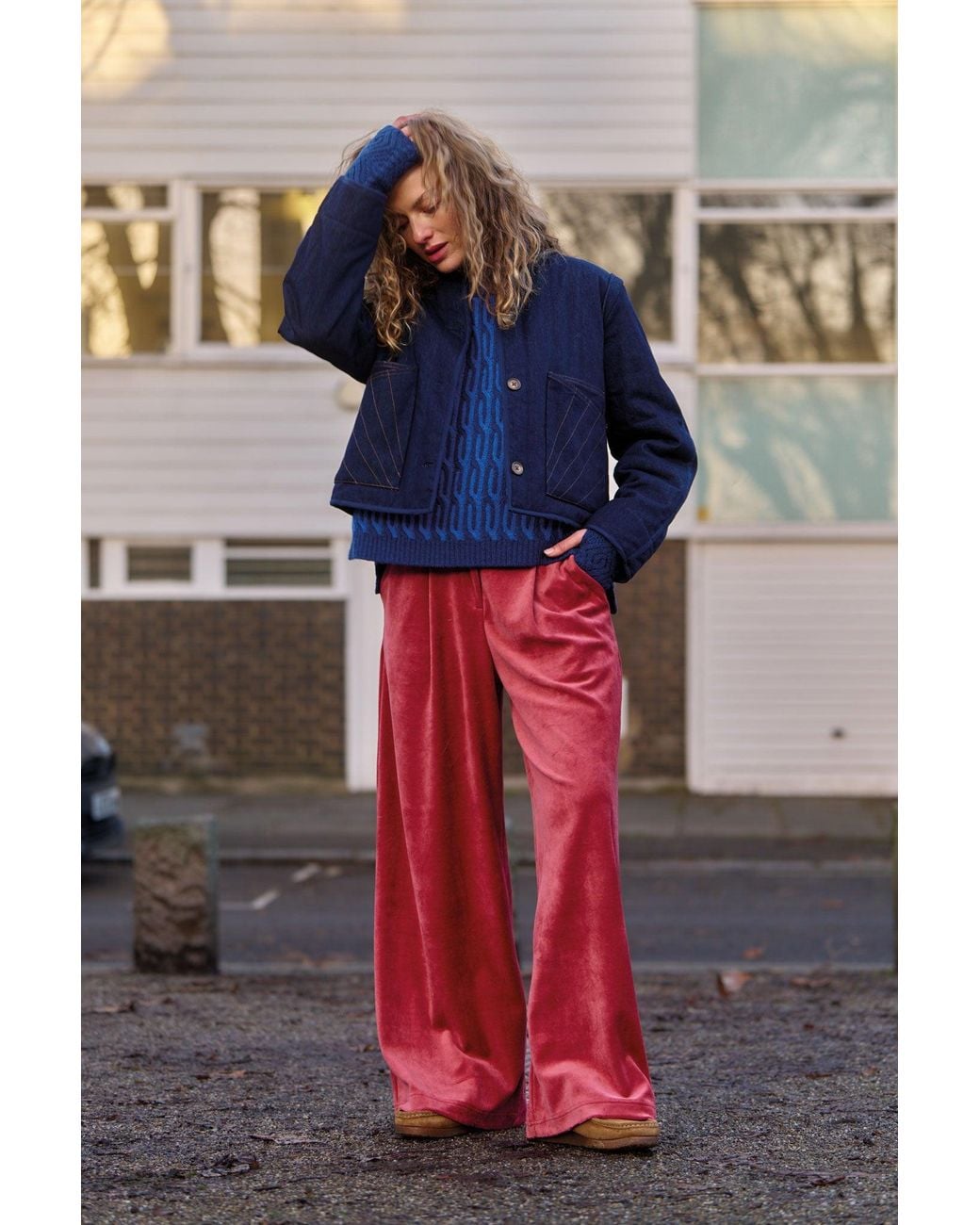 Komodo Red Sofia Organic Cotton Velvet Trousers