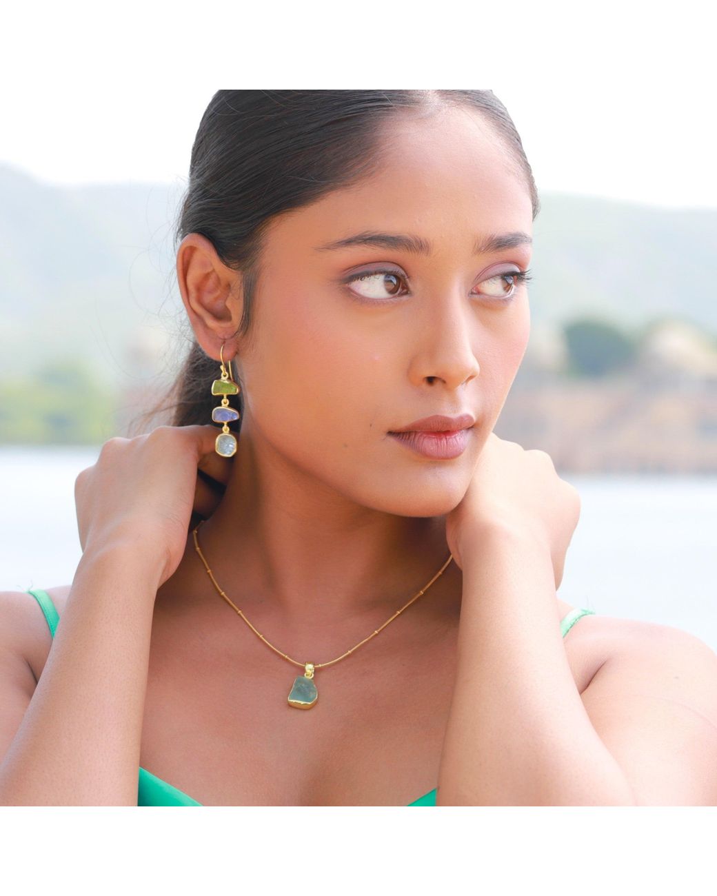 GEM BAZAAR Blue Lakeshore Earrings
