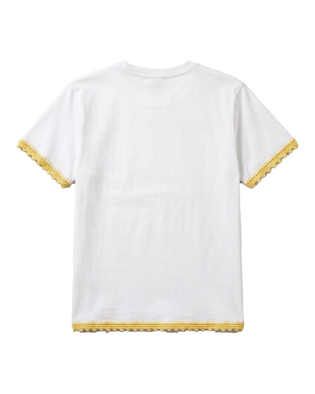 Ana Chic White Daisy Handmade Crochet Applique Cotton Tee