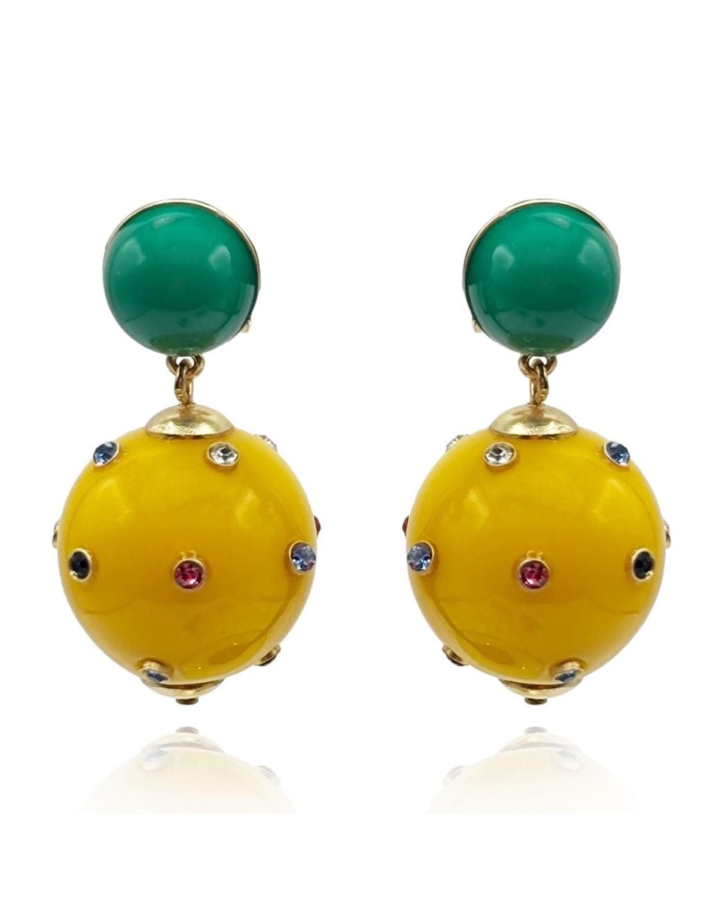 Michael Nash Jewelry Yellow Valentina Jade And Amber Resin Studded Pierced Earrings