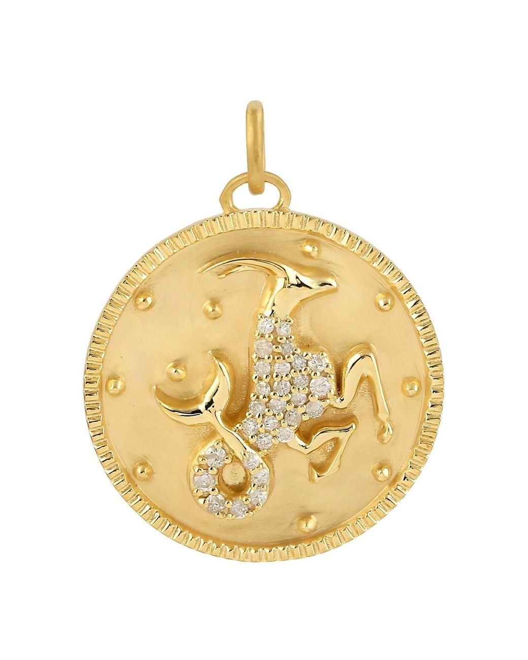 Artisan Metallic 14K Diamond Capricorn Zodiac Coin Pendant