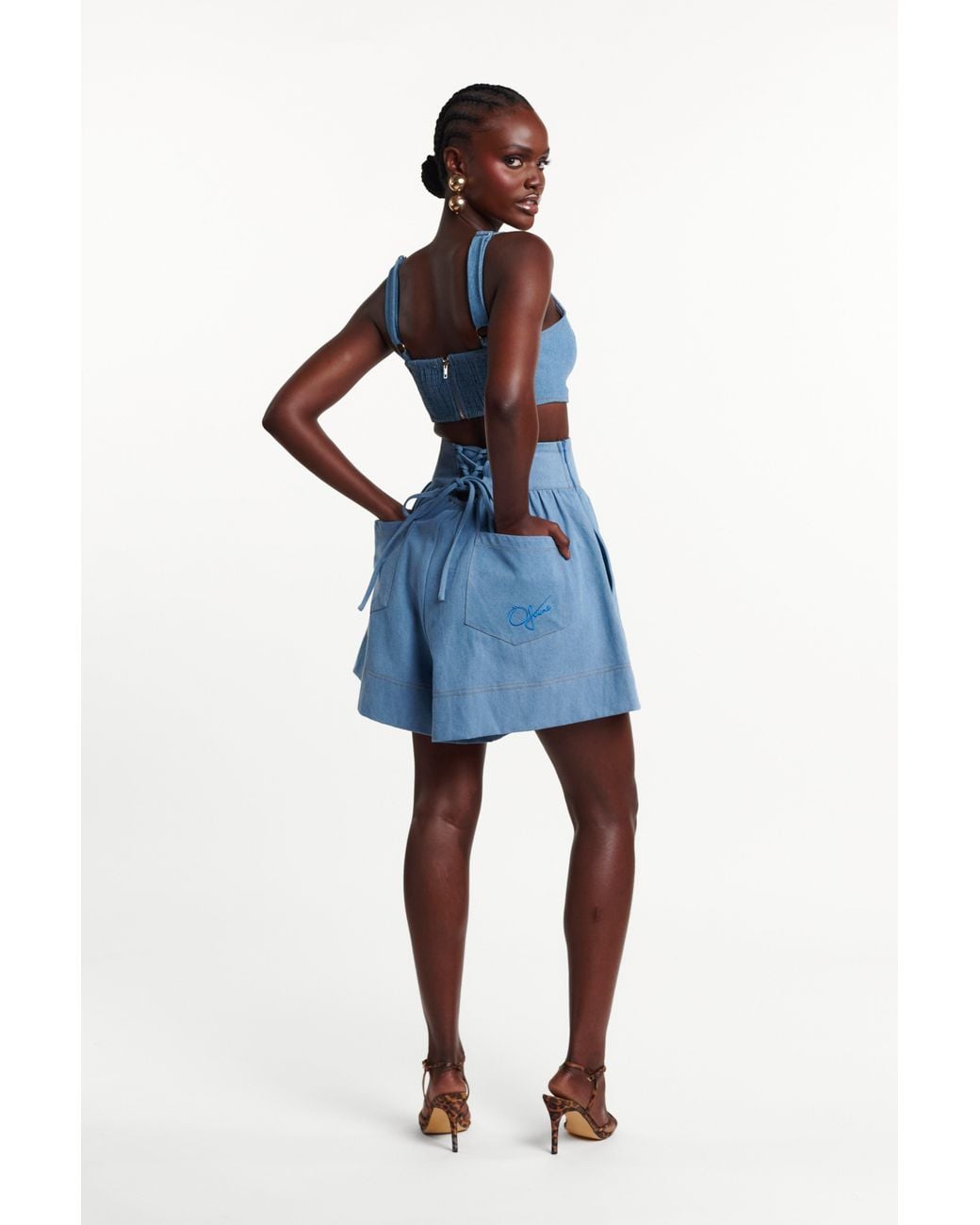 Ofuure Blue Light Denim Kiara Shorts