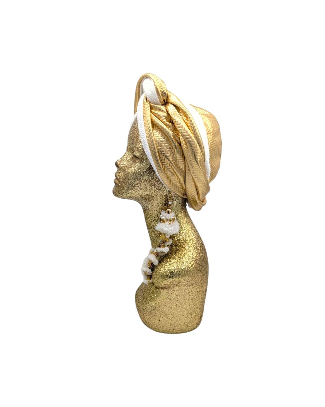 Julia Clancey Metallic Zia Golden Ivory Mestiza Reversible Turban