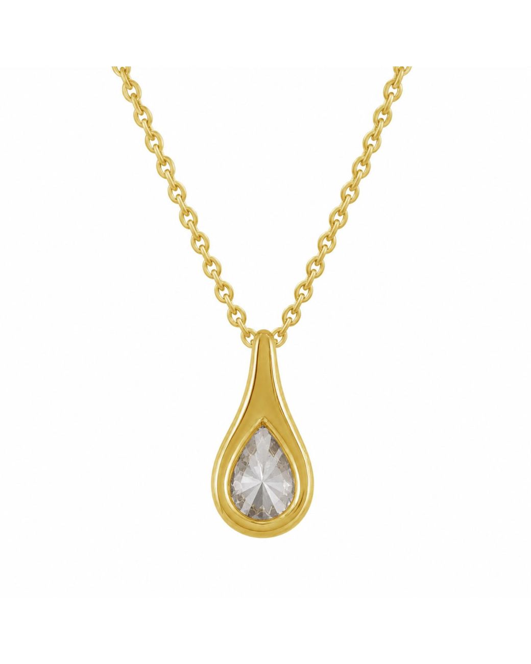 Artisan Metallic 14K Pear Diamond Teardrop Pendant Necklace