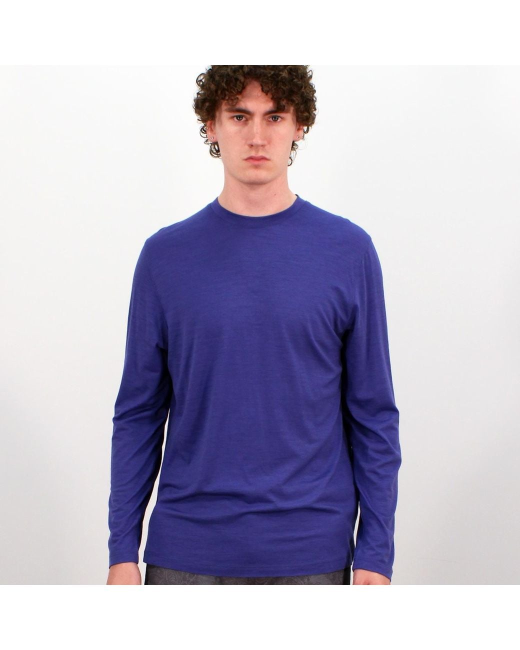 Lords of Harlech Purple Chase Long Sleeve Merino Crew In Skipper for men