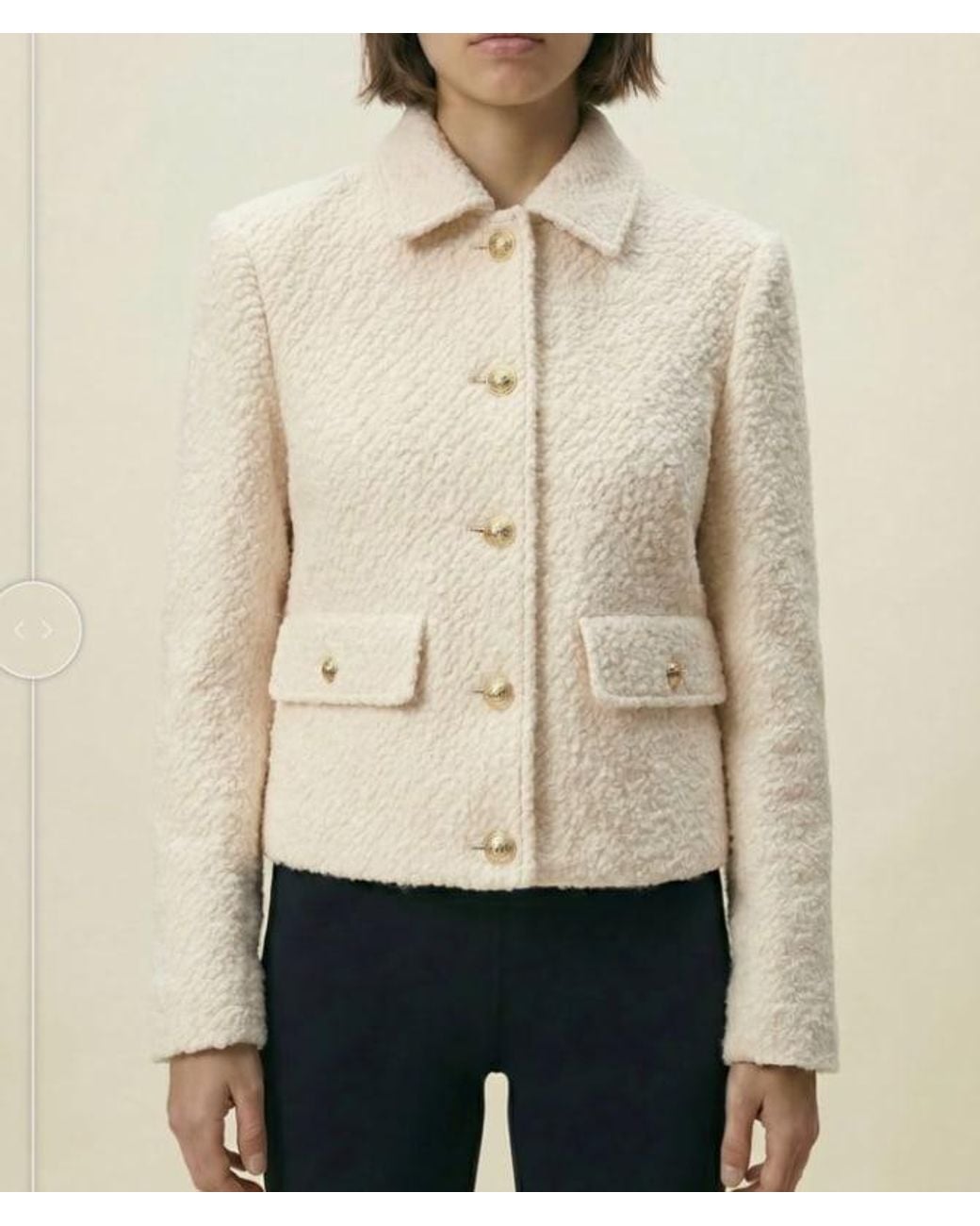 ROAV Natural Neutrals Short Cream Wool Blend Bouclé Jacket