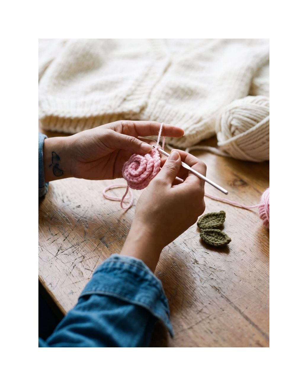 Ana Chic Pink Neutrals Rose Handmade Knitted Cardigan