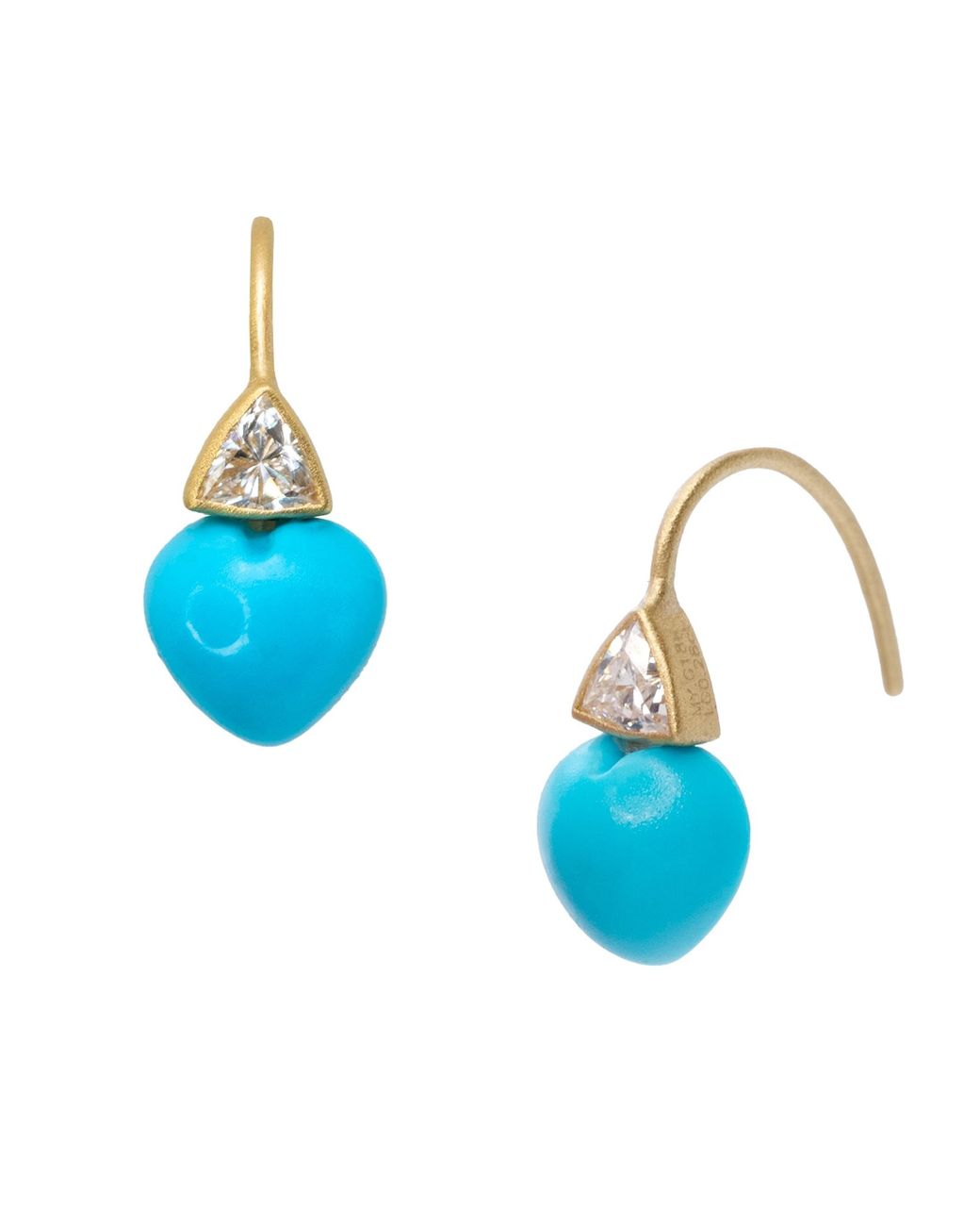 Bombyx House Blue Heart Diamond Drop Earrings
