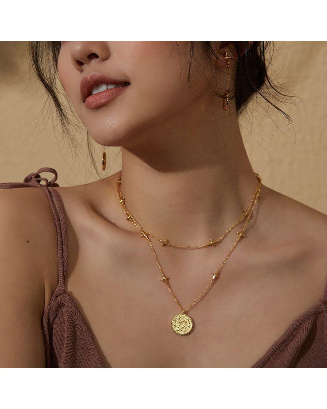 Aurozia Metallic Tarot The Star Layered Necklaces