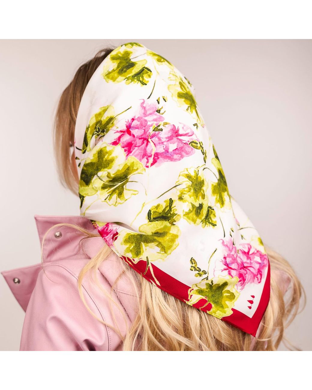 RainSisters Multicolor Medium Floral Natural Silk Scarf