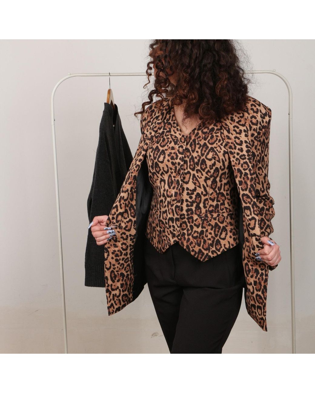 Nuvv Collection Brown Leopard Print Jacket & Vest Set – Bold Modern Style