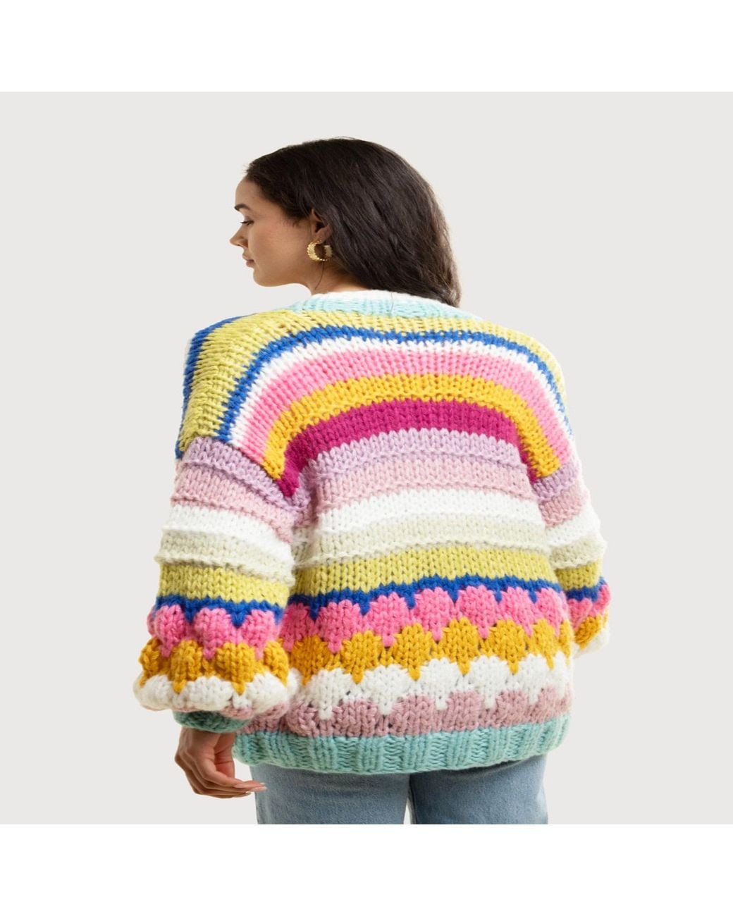 Saachi Red Knitted Bubble Stitch Cardigan