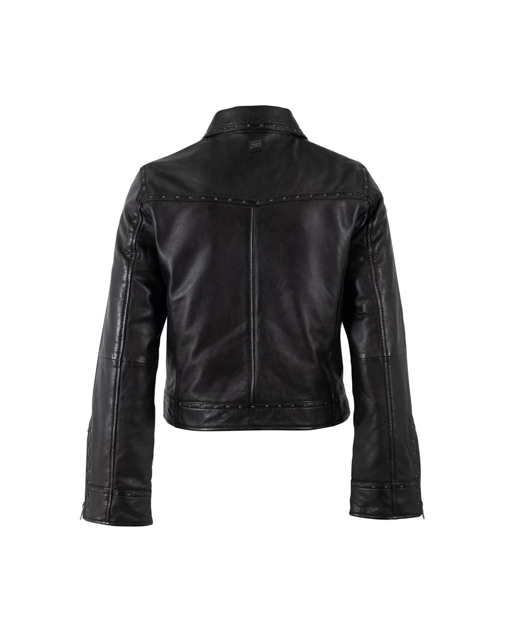 Mauritius Black Streamlined Studded Leather Jacket Mellus