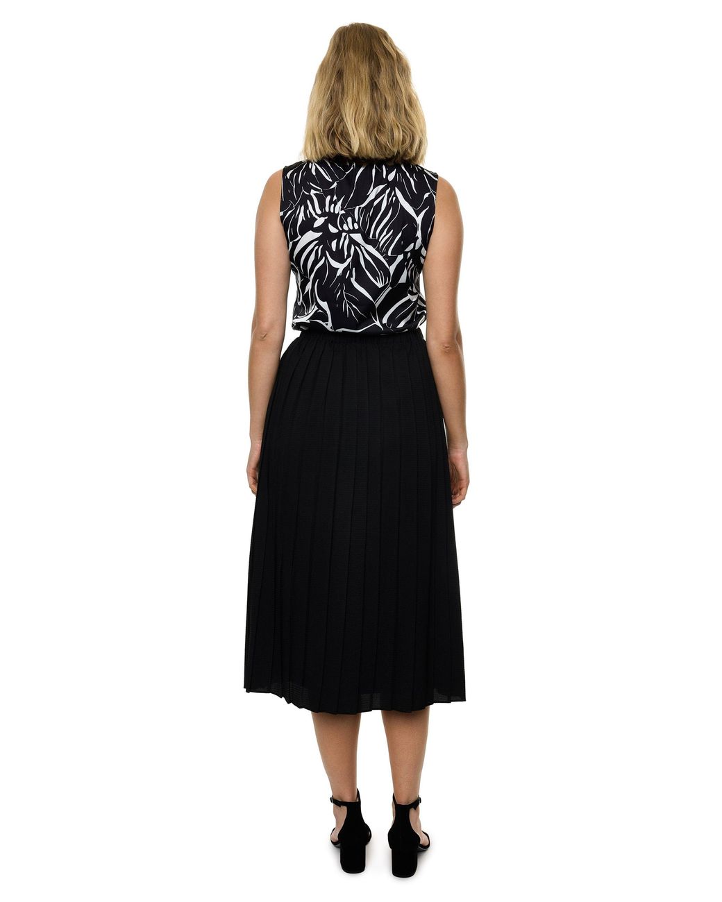 Carloslines Blue Pleated Midi Skirt