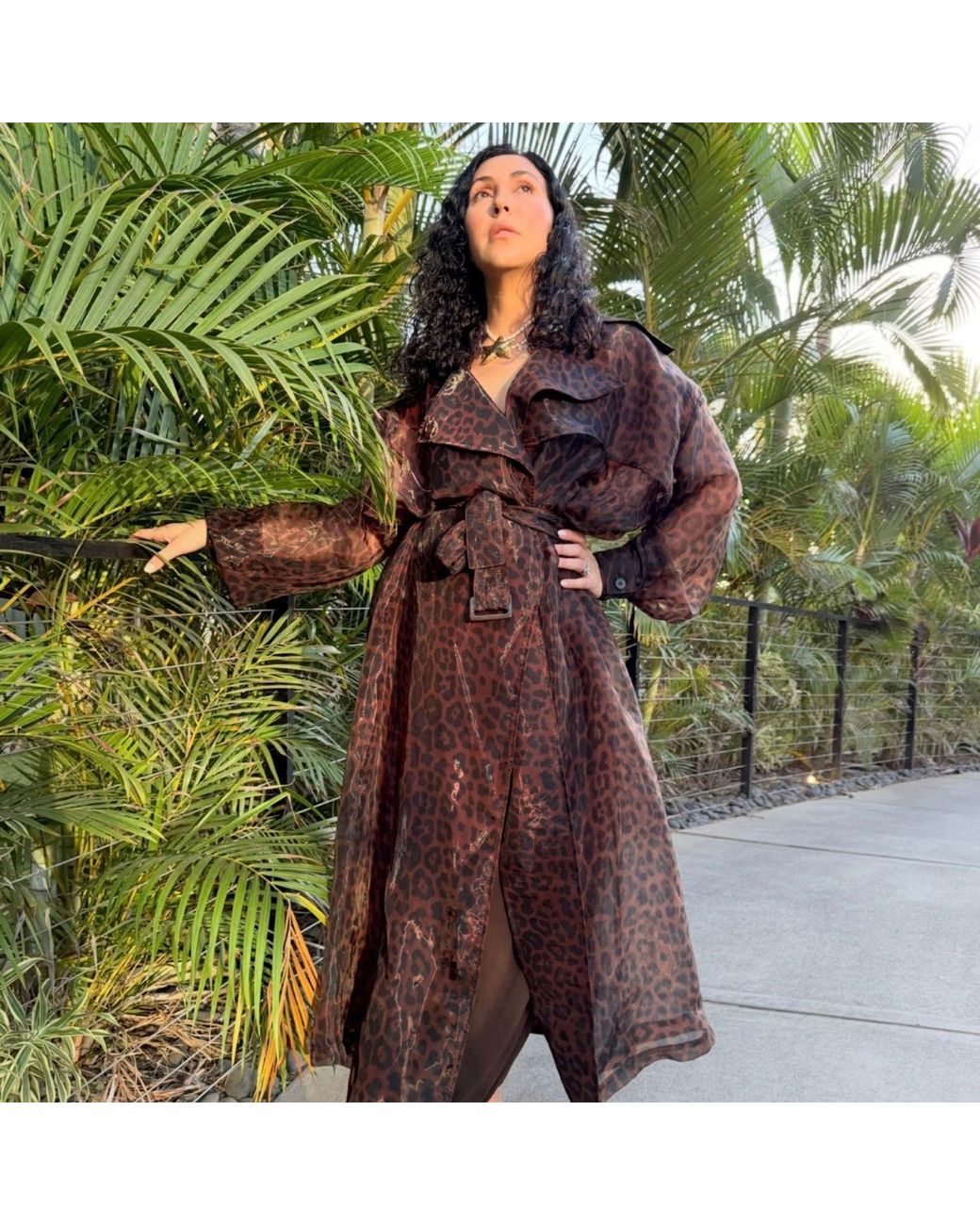 Azzali Black Leopard Hawa Trench