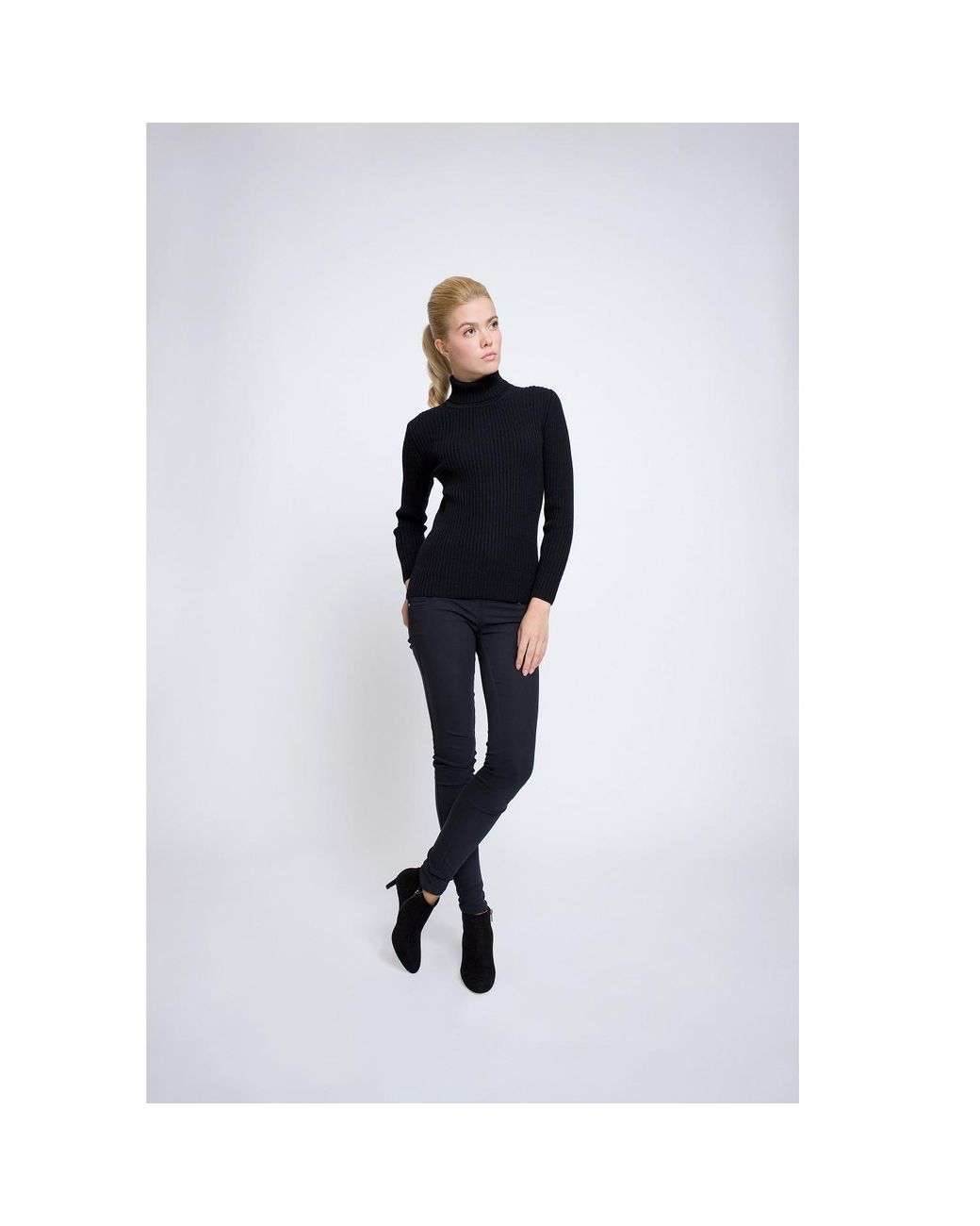 Rumour London Black Mia Ribbed Turtleneck Sweater