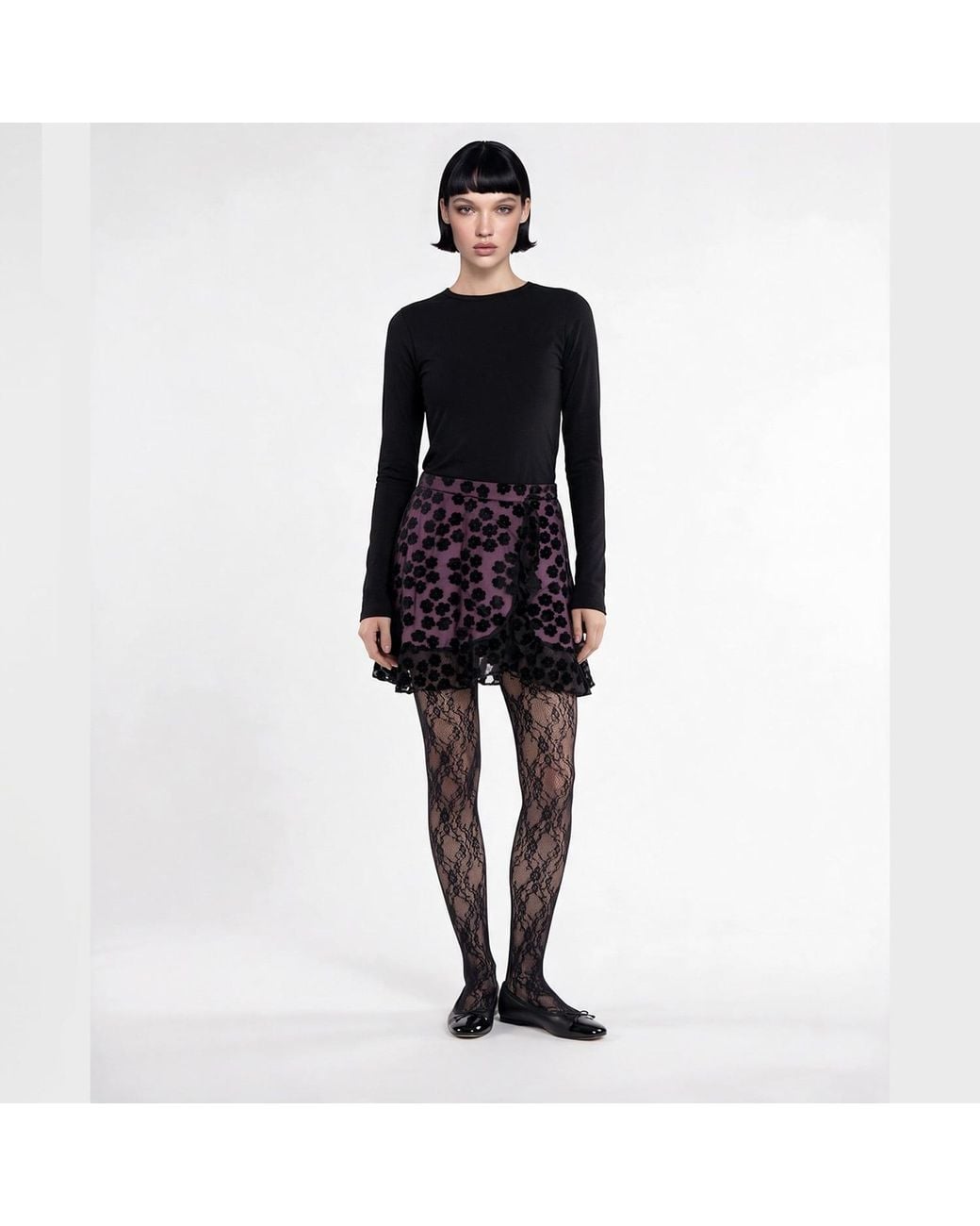 Introvertie VIENNA Black Over It Viscose Wrap Skirt Mini