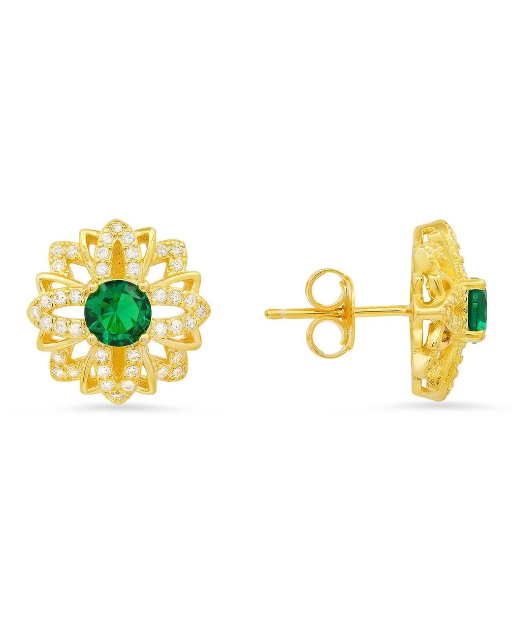 Kylie Harper Metallic Emerald Floral Stud Earrings