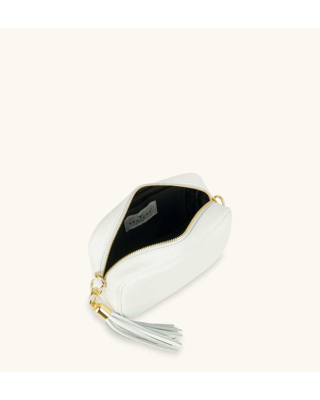Apatchy London White The Tassel Leather Crossbody Bag