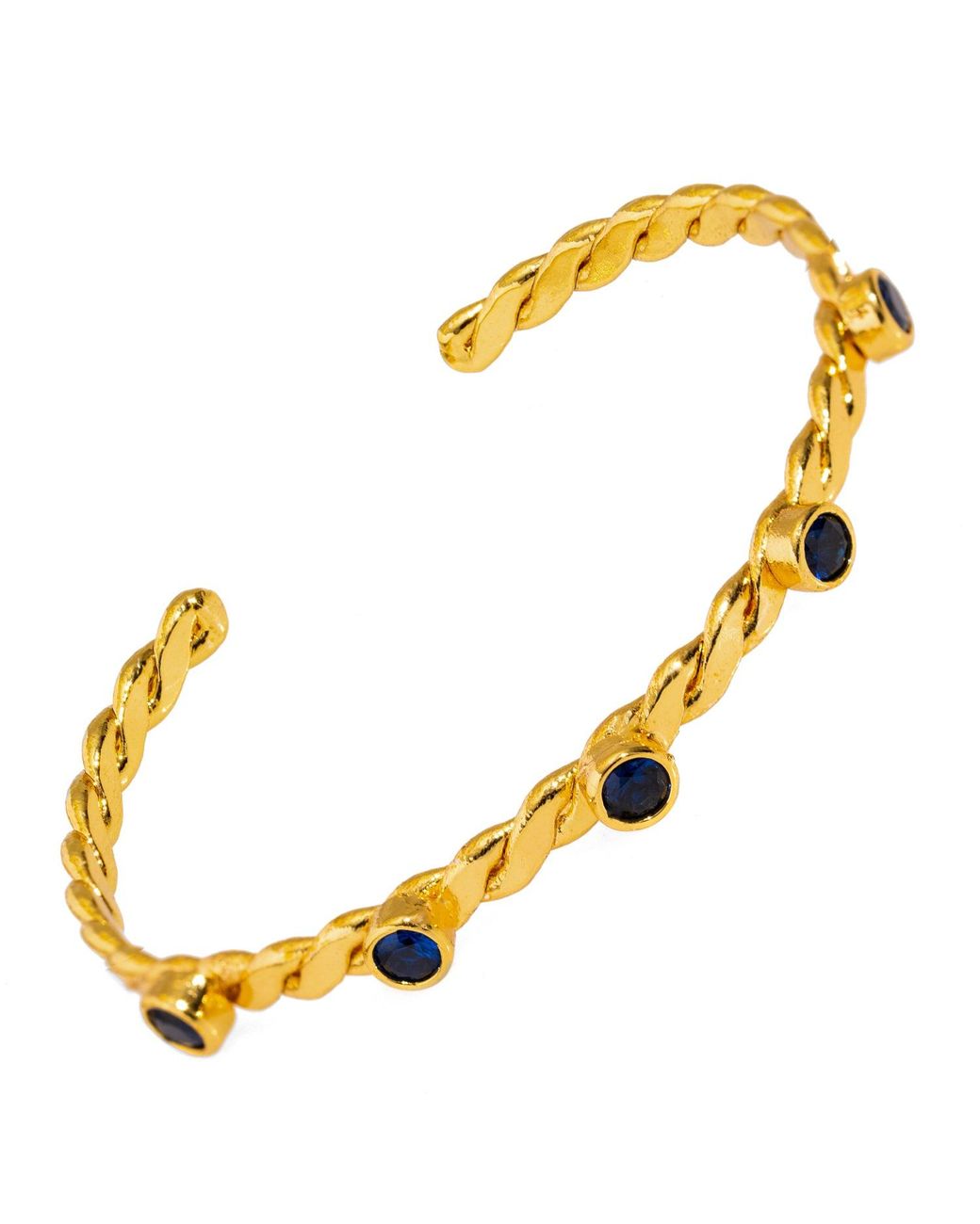 Ebru Jewelry Metallic Twisted Sapphire & Dainty Cuff Bracelet