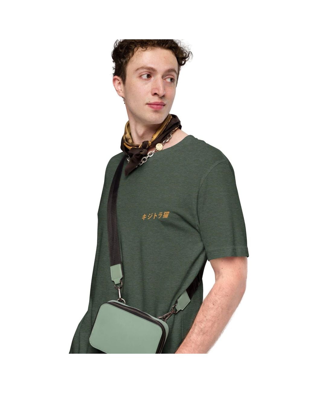 Anchor and Crew Green Forest Eight Kijitora Cat Japan Era Organic Cotton T-Shirt for men