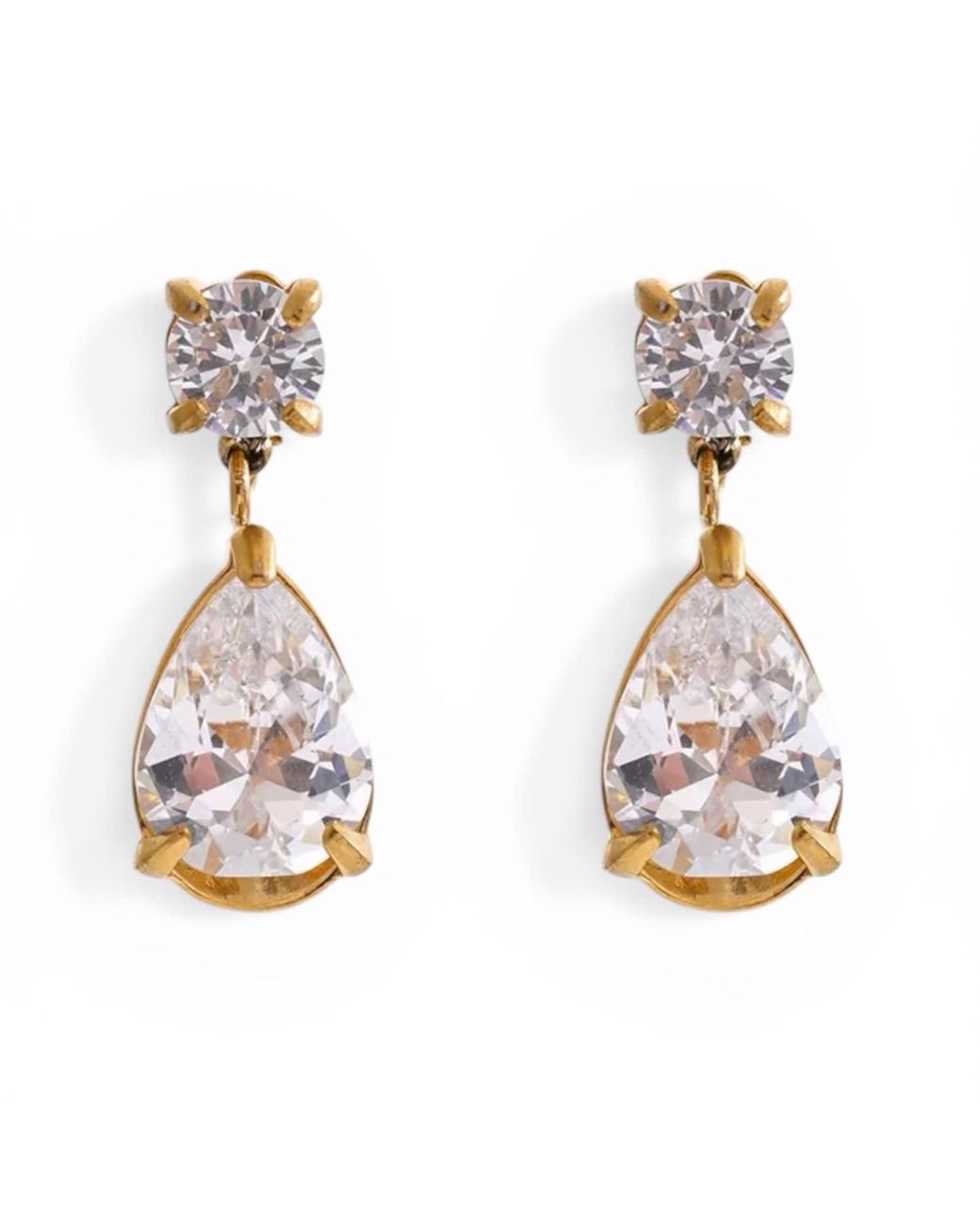 Jagged Halo Jewelry White Regal Crystal Drop Earrings