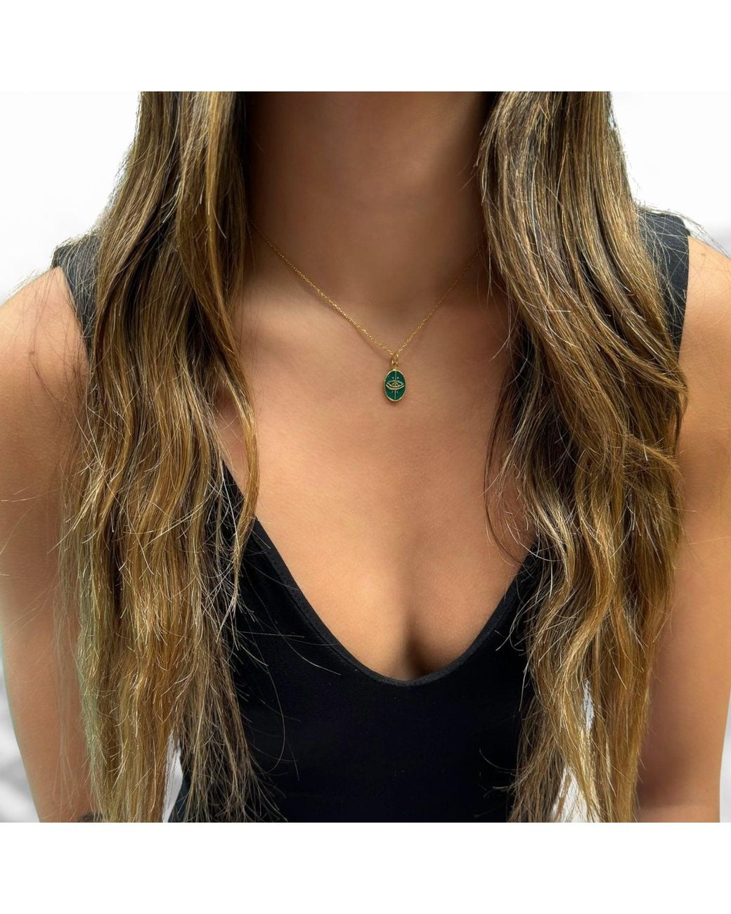 Ebru Jewelry Metallic Enamel Evil Eye Minimalist Protective Necklace