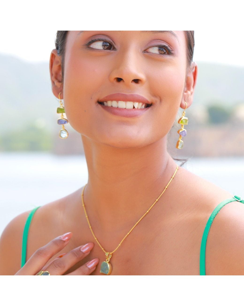 GEM BAZAAR Blue Lakeshore Earrings