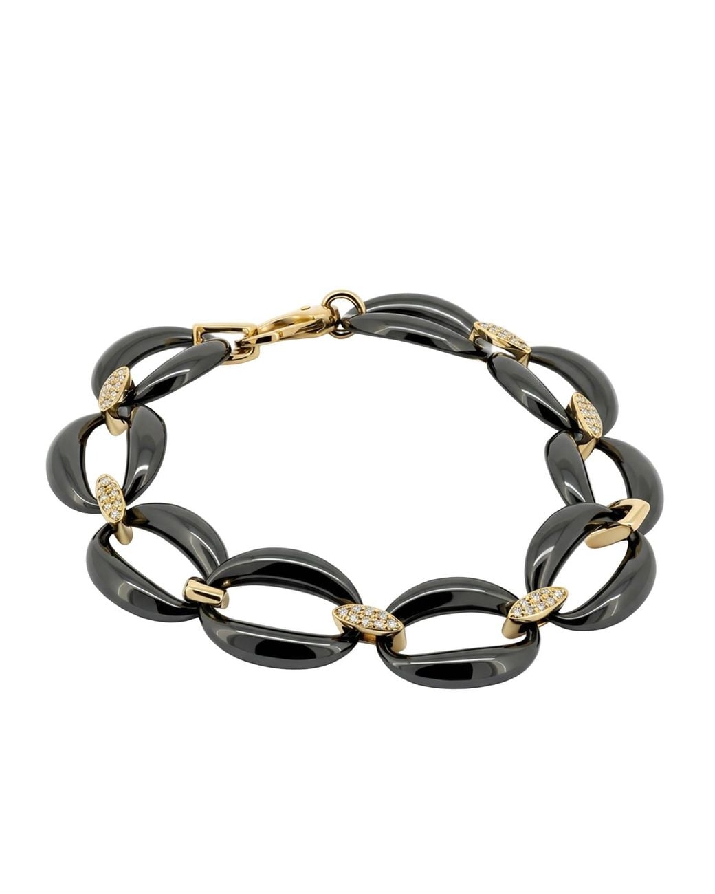 Artisan Black 14K Ceramic & Diamond Oval Link Bracelet