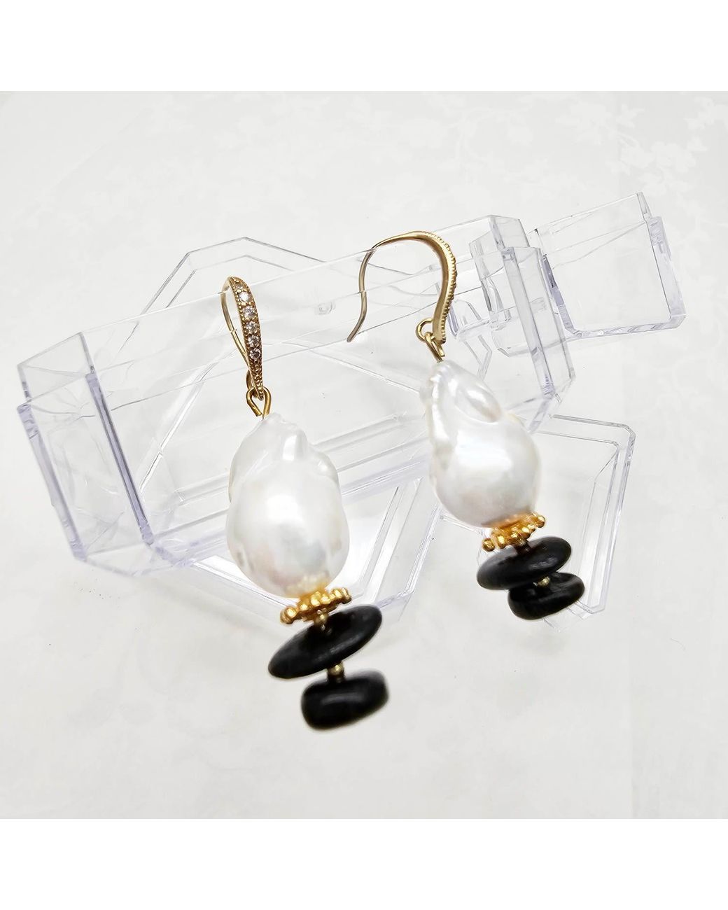 Farra Metallic Timeless Baroque Pearls With Tourmaline Earrings