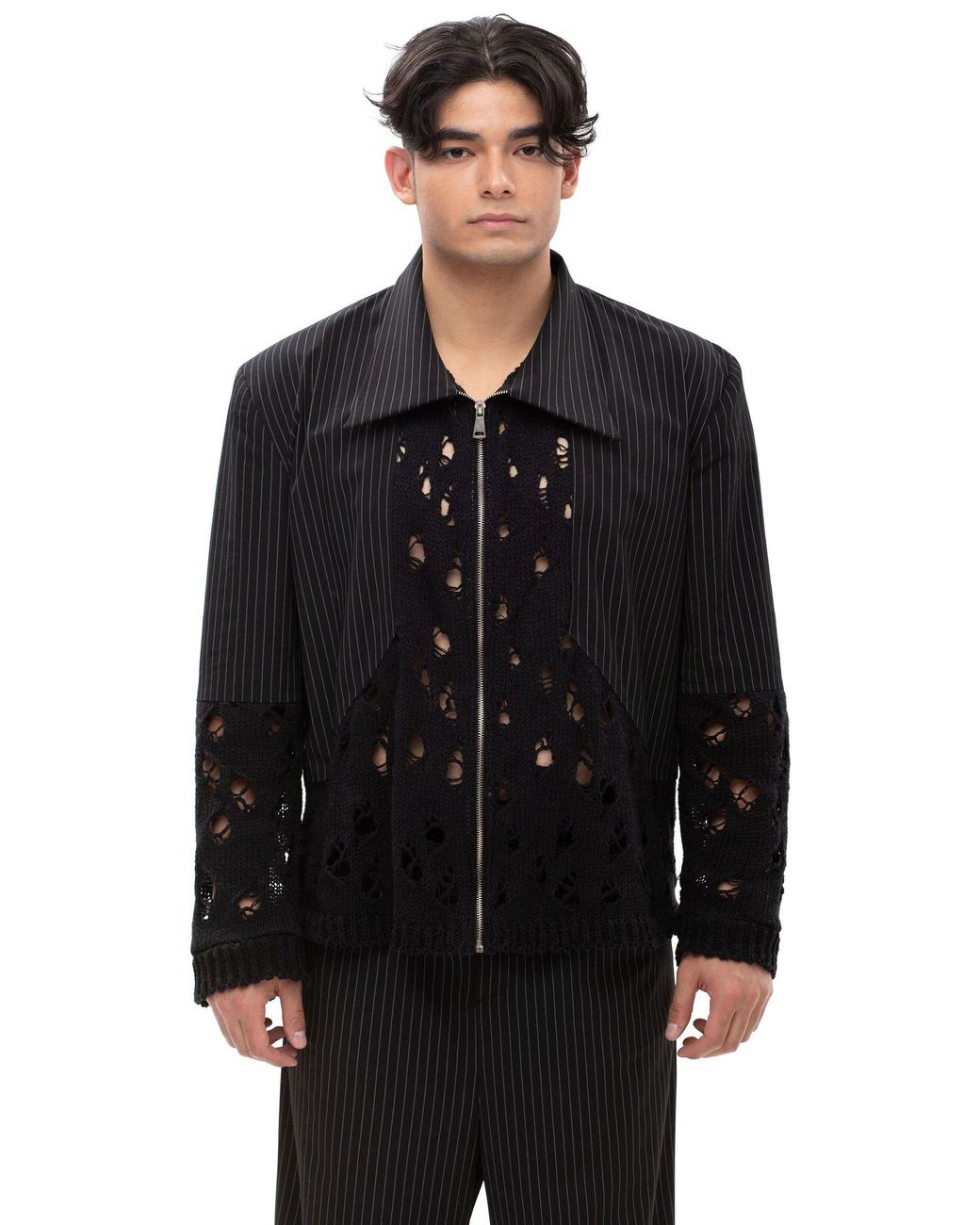 Maison Bogomil Black Split Code Trousers for men