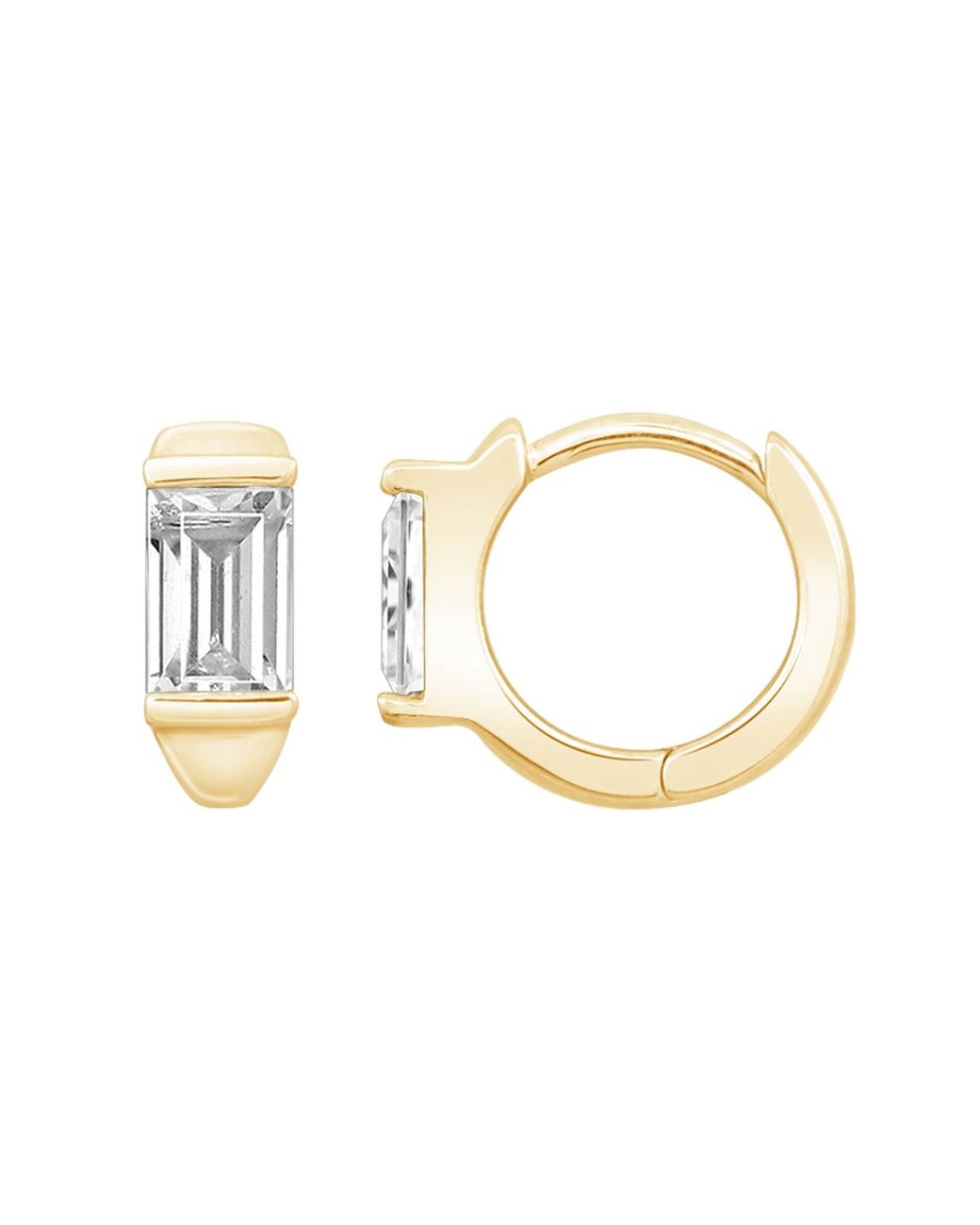 Diamonbliss Metallic Marilyn Monroe Solo Baguette Huggie Hoops