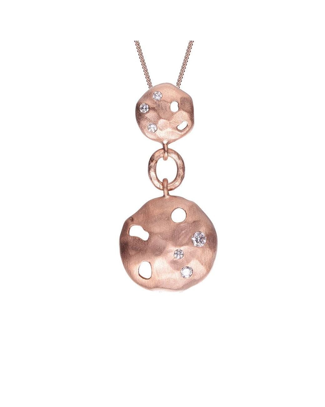 Genevive Jewelry Pink Rose Sterling Rose Plated Cubic Zirconia Irregular Cut Stone Pendant