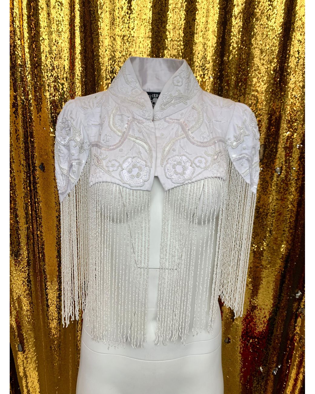 Any Old Iron Gray Hand-Beaded Vintage Shrug