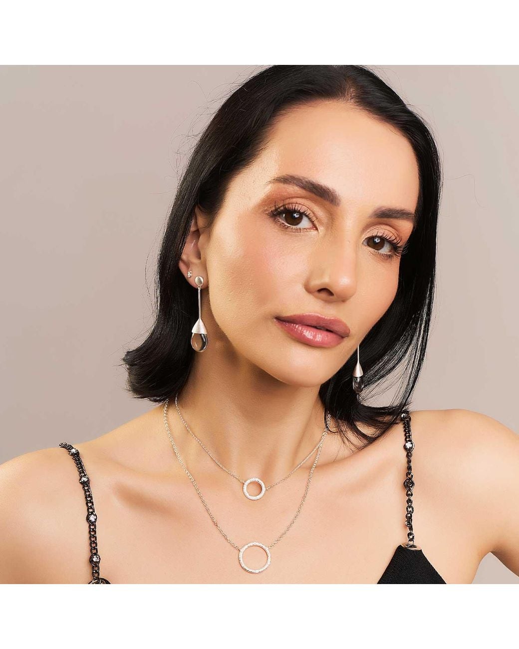 Moon London White Icy Neutral Crystals Drop Earrings
