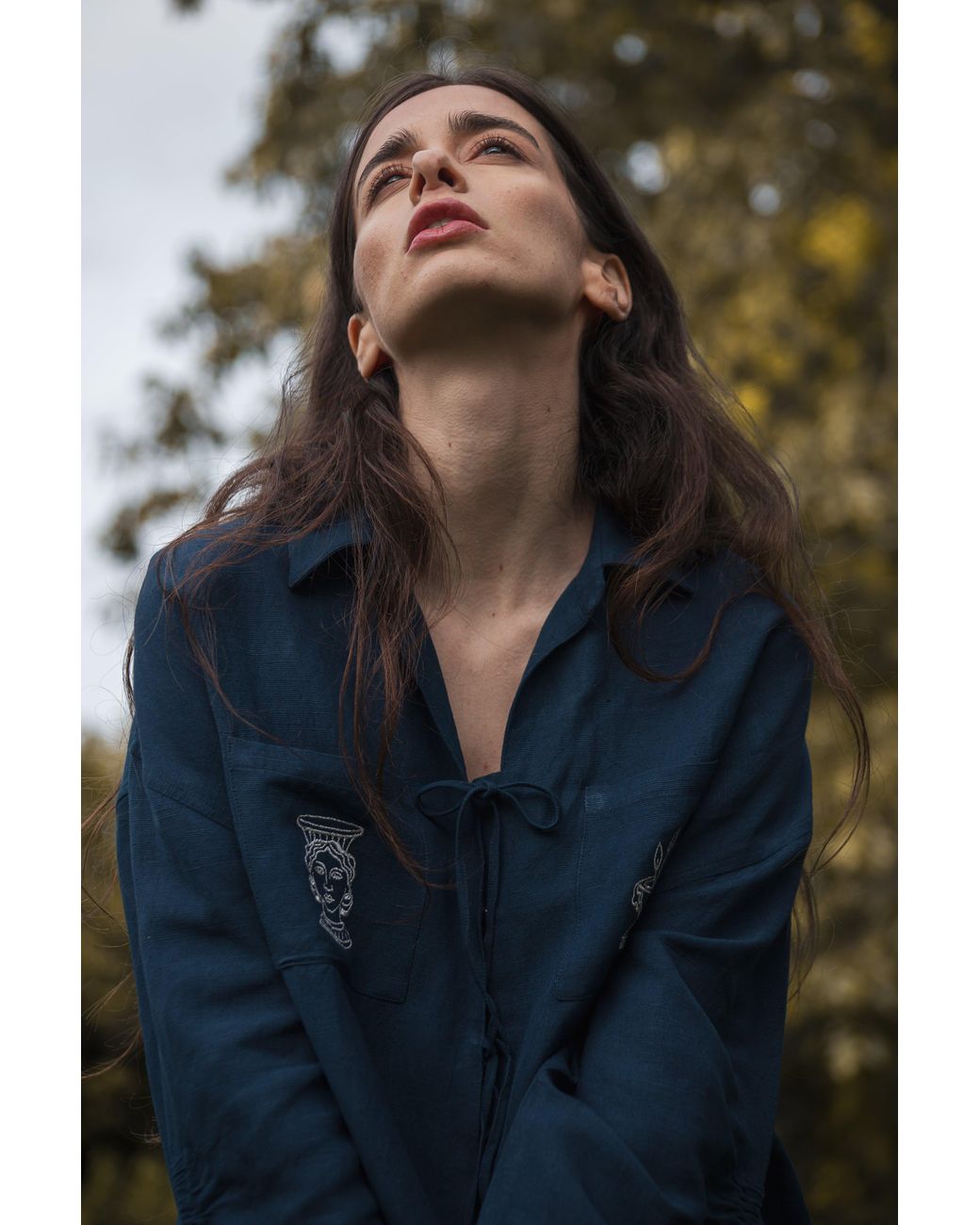 Em & Shi Blue Olympia Embroidered Shirt