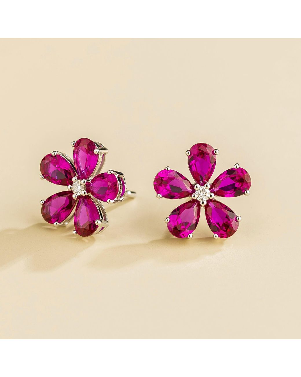 Juvetti Pink Florea Earrings Sapphire & Diamond