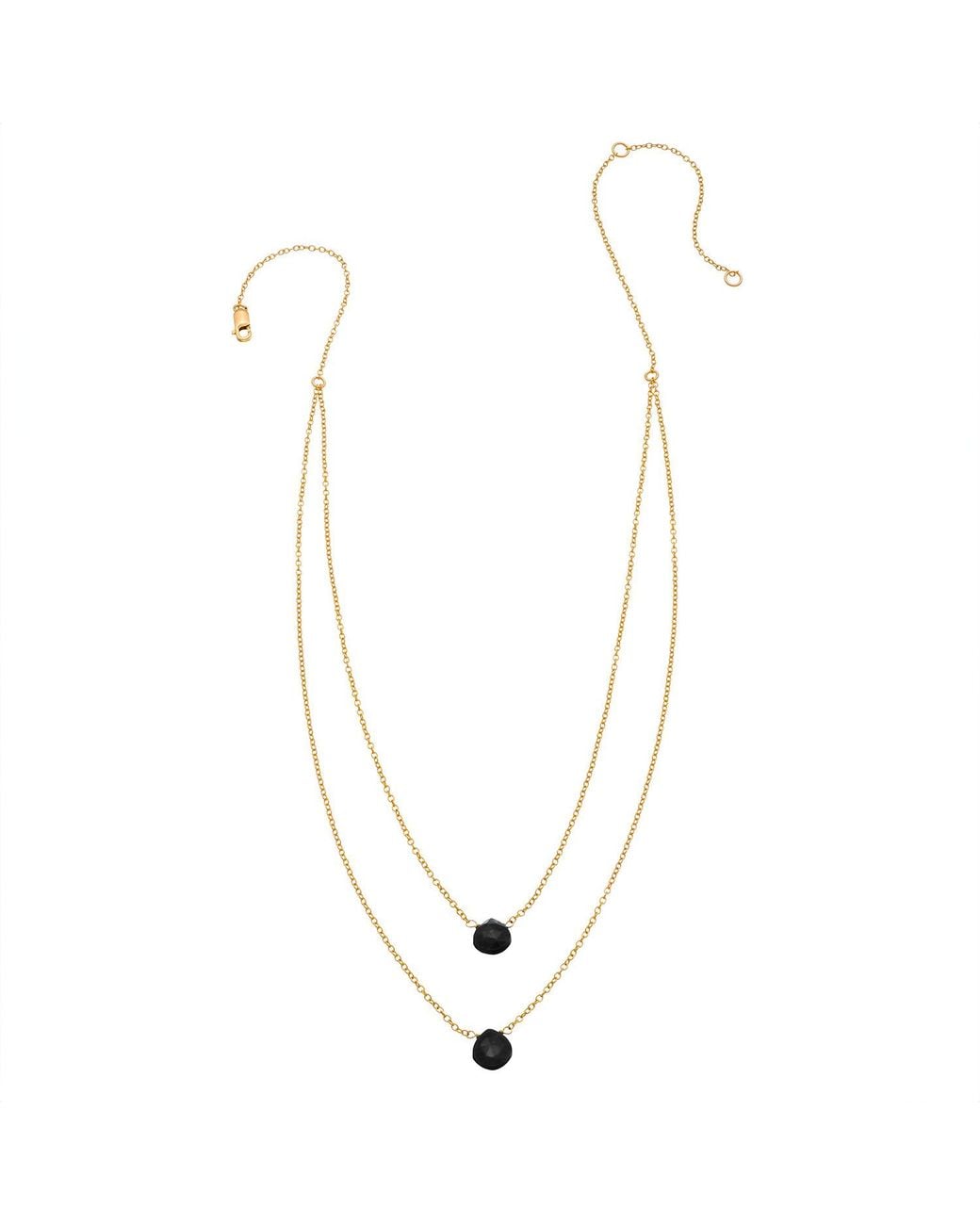 Heather Hawkins Jewelry Metallic Two Tiny Gemstones Drape Necklace