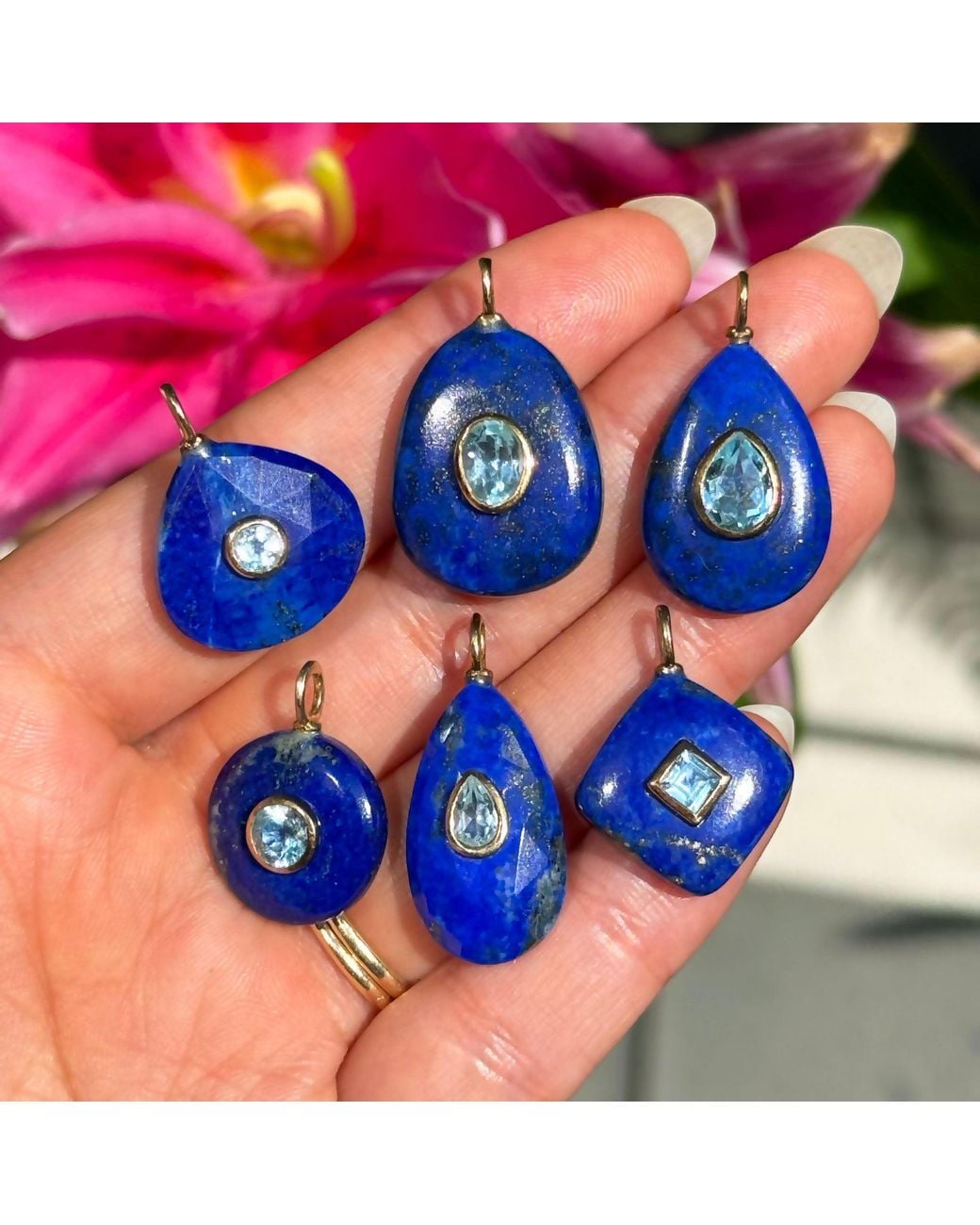 KAMARIA Blue Lapis Gemstone Pendant With Topaz