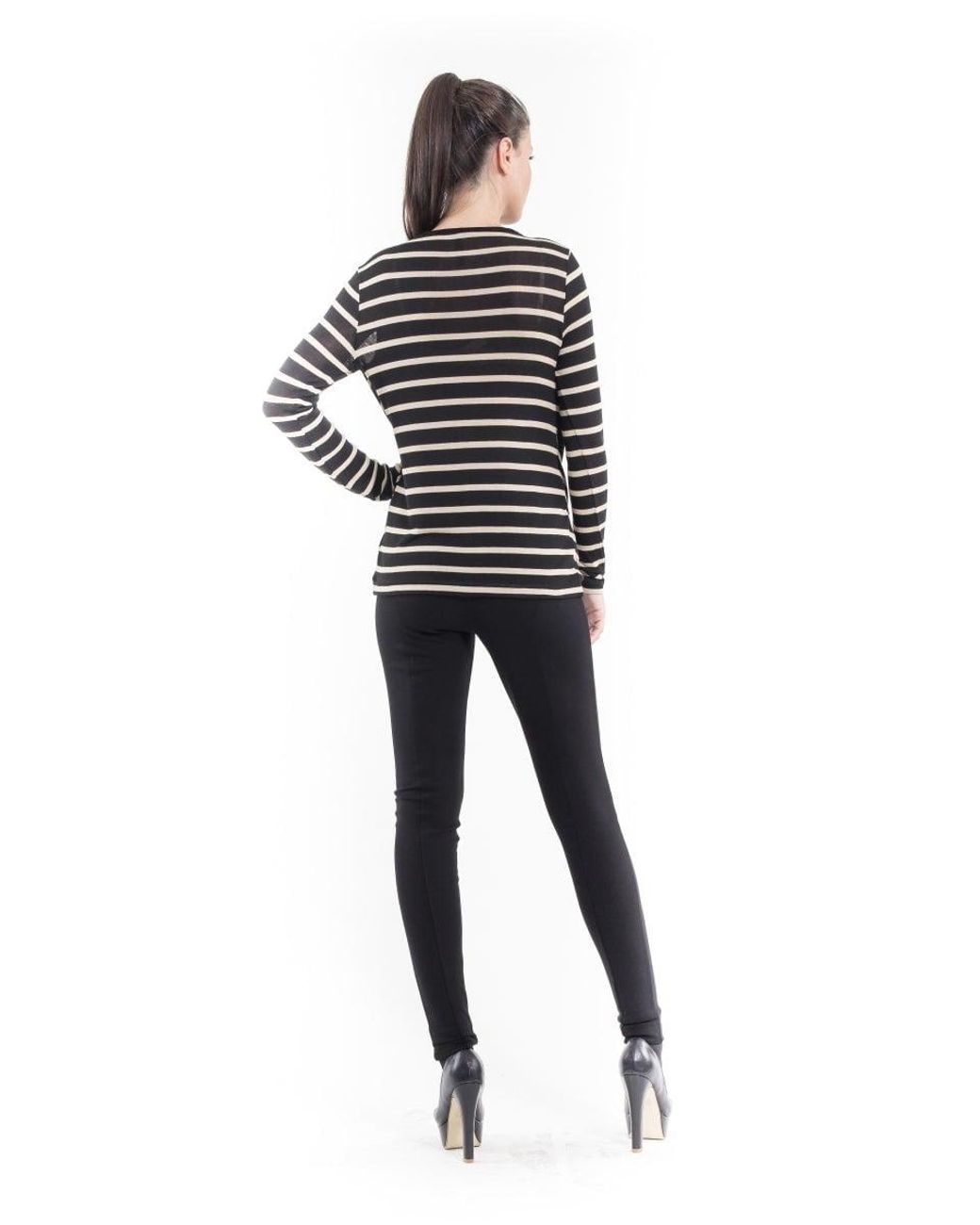 Conquista Black Striped Layer Top