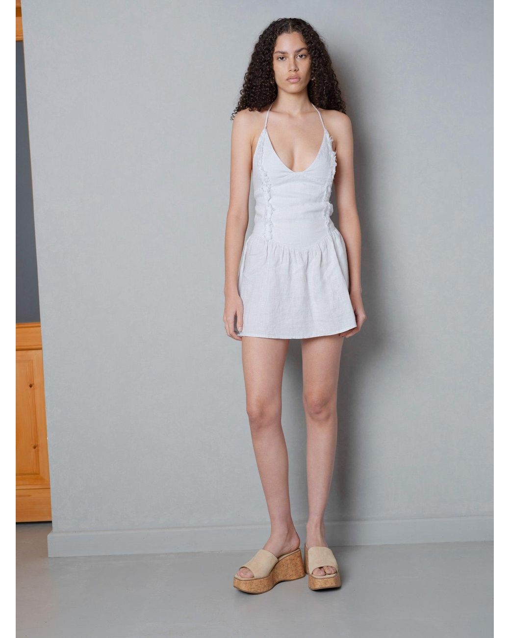 Anemoia White Léonie Light Linen Mini Dress