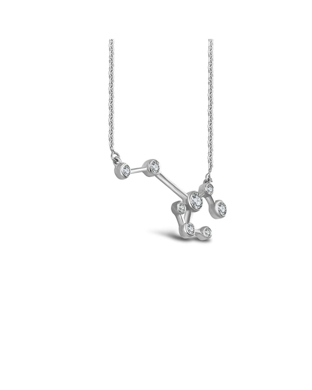 Genevieve Collection Metallic Sagittarius Zodiac Constellation Necklace 18K & Diamond