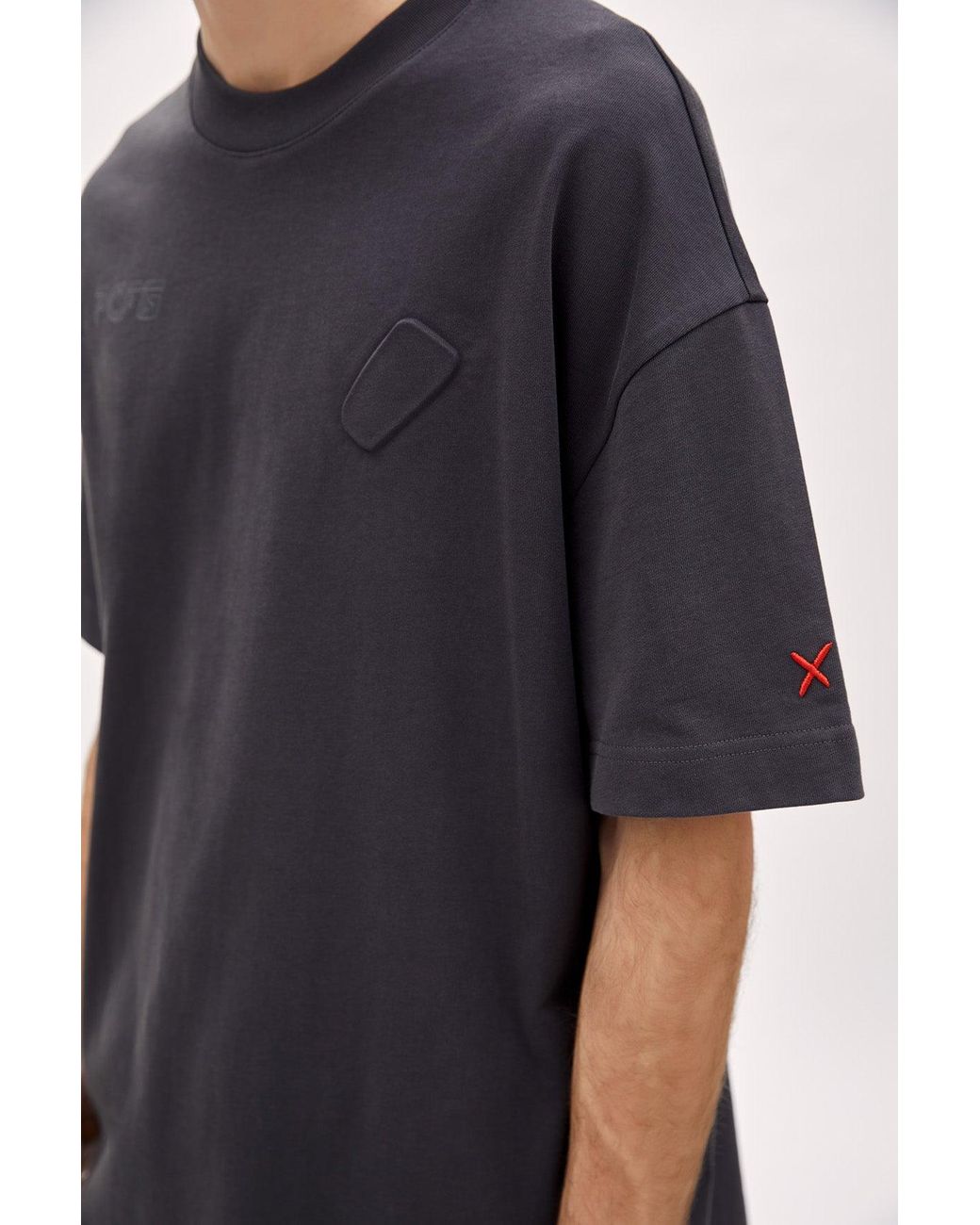 Pcfg Blue Oversized Tee With Emboss Detail for men