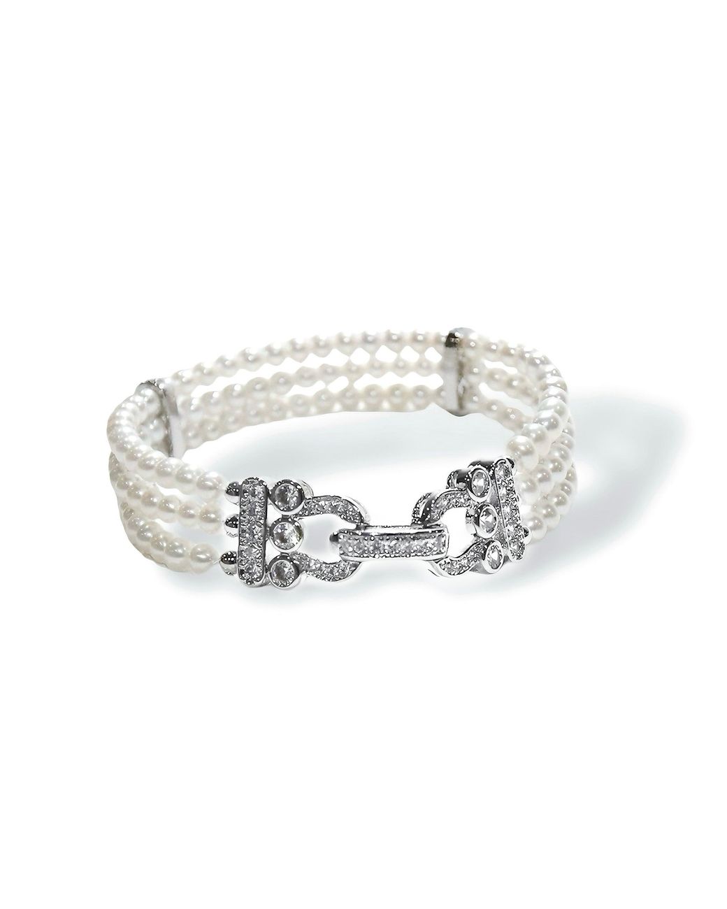 Ninemoo White Interlace Triple Pearl Bracelet