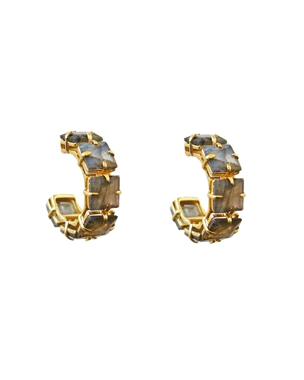 Bounkit Metallic Alanna Hoops Labradorite Pierced