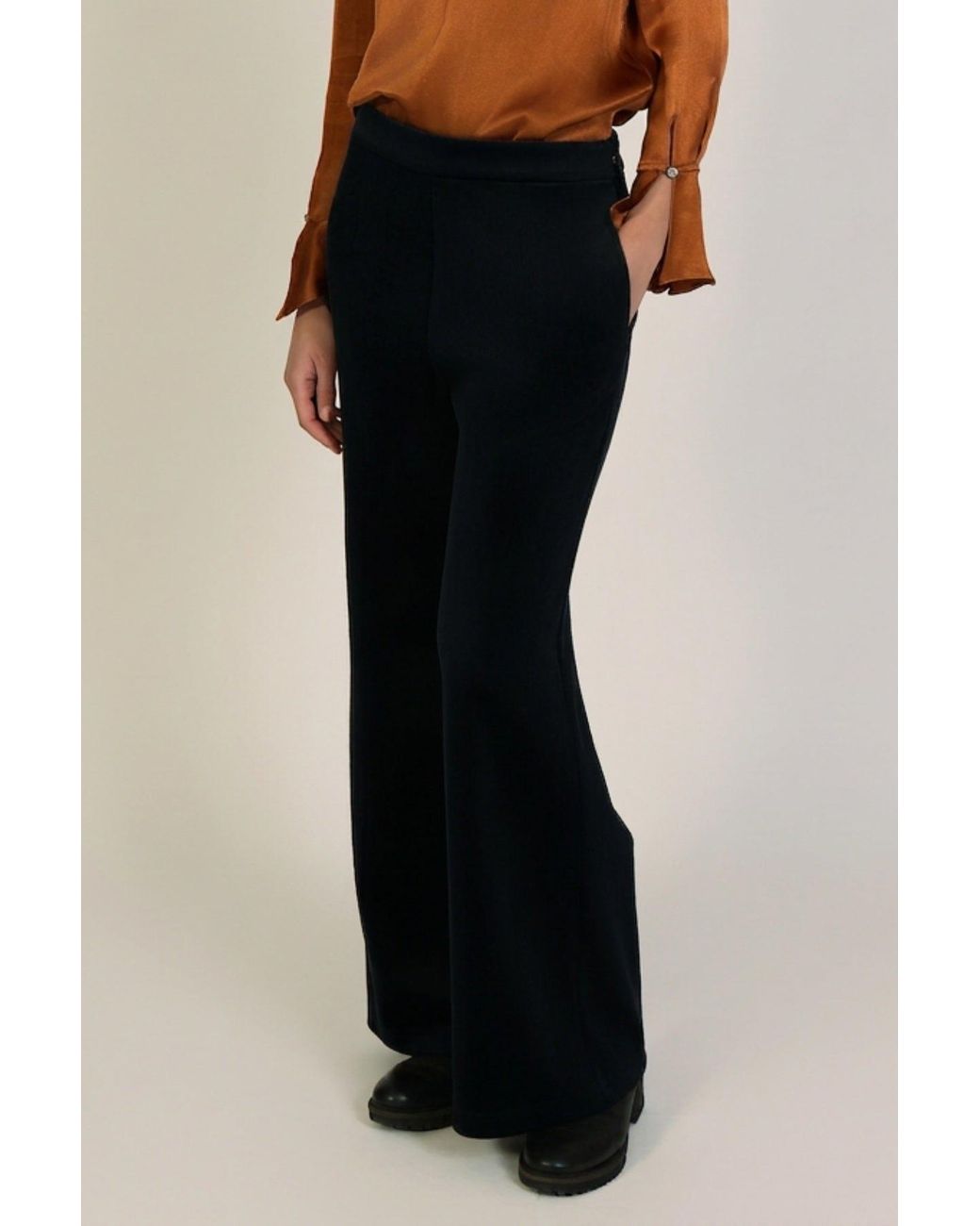 Traffic People Black Corrie's Bravado Velvet Cord Bouvier Wide Leg Trousers
