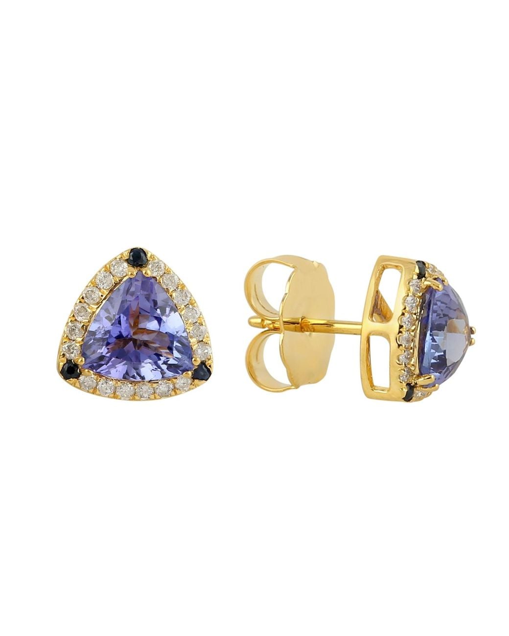 Artisan Metallic 14K Tanzanite, Sapphire & Diamond Stud Earrings