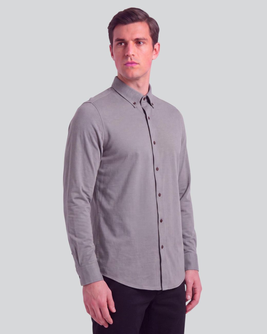 Lords of Harlech Gray Simon Sage Stretch Jersey Long-Sleeve Shirt for men