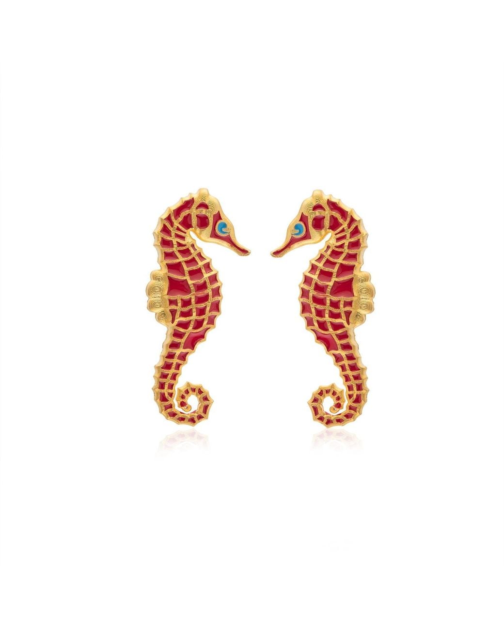 Milou Jewelry Red Seahorse Earrings